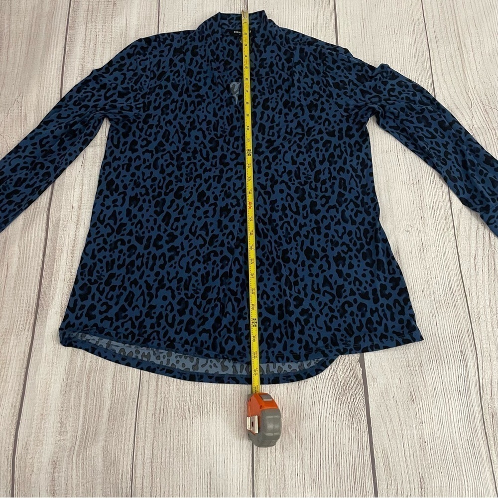 KENNETH COLE Womens Blouse Blue Cheetah Leopard Career Knit Flowy Size Small - Picture 6 of 8